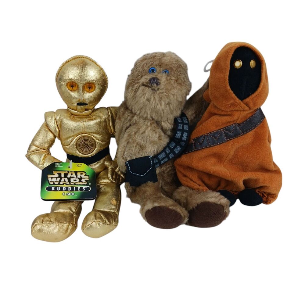 10” Kenner Chewbacca  Jawa C 3PO  Star Wars Buddies Beanbag Plush With Tags